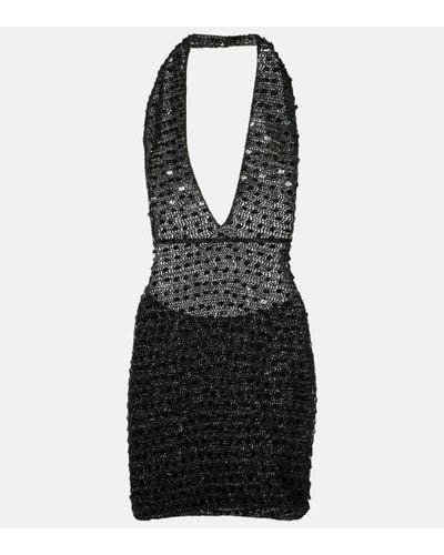 AYA MUSE Sequined Halterneck Minidress - Black