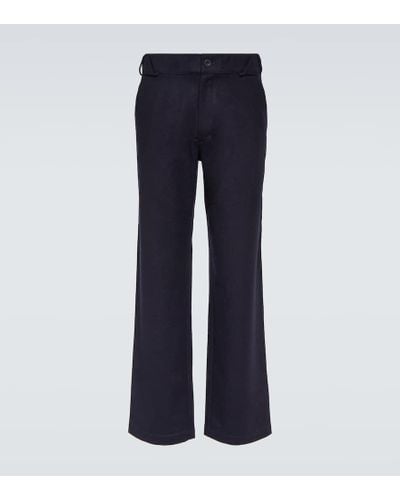 GR10K Straight Leg Wool-blend Pants - Blue