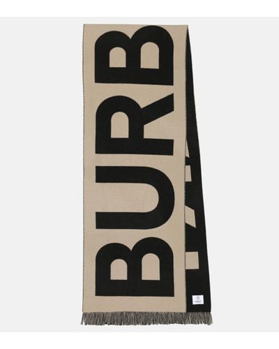 Burberry Echarpe en laine a logo - Noir