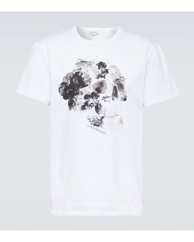 Alexander McQueen T-shirt in jersey di cotone - Bianco