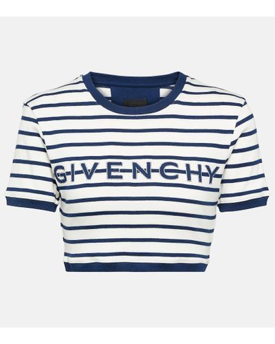Givenchy Top cropped in jersey di cotone a righe - Blu