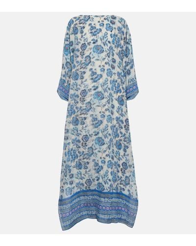 Loro Piana Printed Silk Maxi Dress - Blue