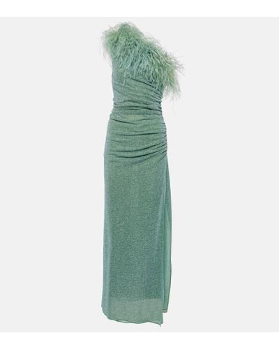 Oséree Vestido de fiesta Lumiere con plumas - Verde