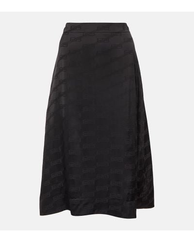 Balenciaga Falda midi flocada - Negro