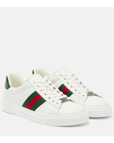 Gucci Sneakers Web Stripe aus Leder - Weiß