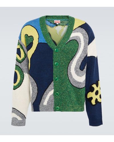 KENZO Cardigan en mezcla de algodon jacquard - Verde