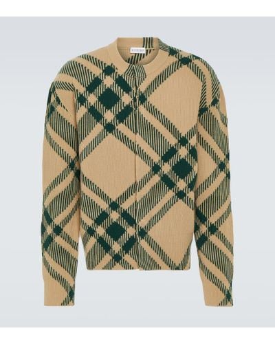 Burberry Cardigan in misto lana Check - Verde