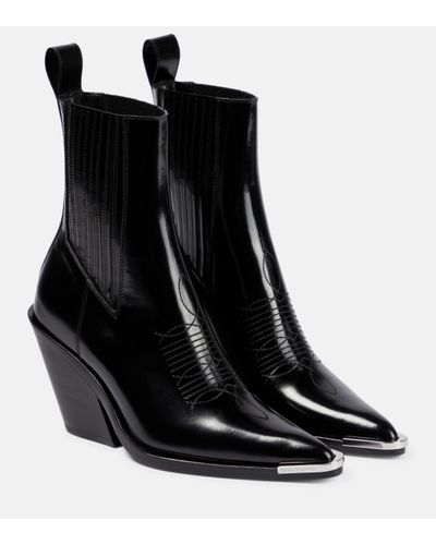 Rabanne Leather Ankle Boots - Black