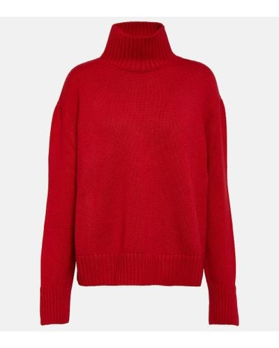 Loro Piana Oversized Cashmere Turtleneck Sweater - Red