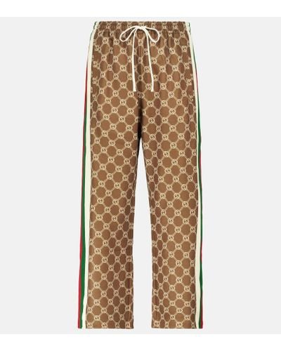 Gucci Jogginghose Aus Bedrucktem Technischem Jersey Mit Webband - Braun