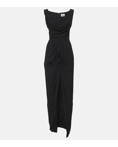 Vivienne Westwood Panther Gathered Asymmetric Maxi Dress - Black