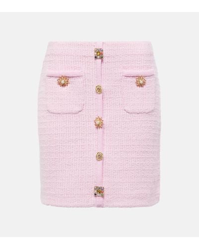 Self-Portrait Embellished Knit Miniskirt - Pink