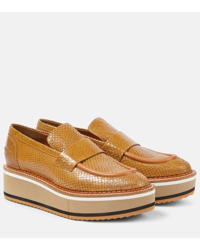Robert Clergerie Bahati Croc-effect Leather Platform Loafers - Brown