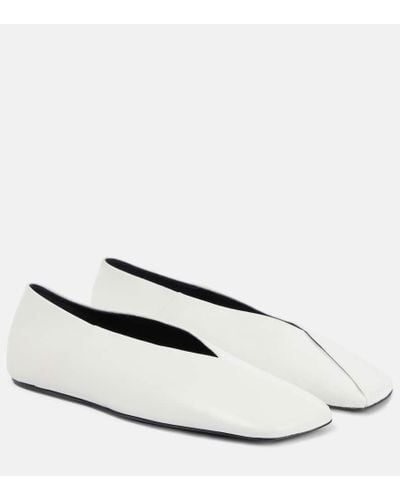 Jil Sander Leather And Suede Ballet Flats - White