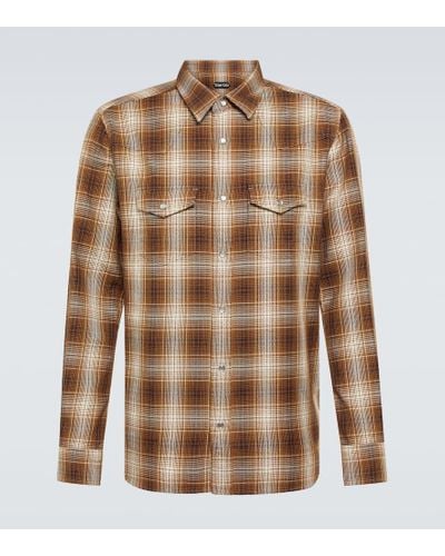 Tom Ford Checked Cotton Western Shirt - Brown