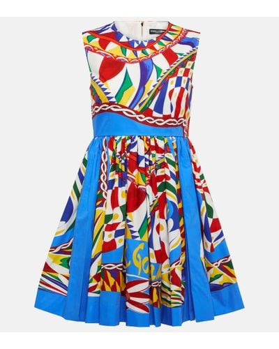 Dolce & Gabbana Vestido corto Carretto de algodon - Azul