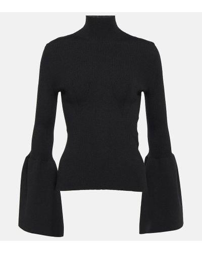 Chloé Wool-blend Turtleneck Top - Black