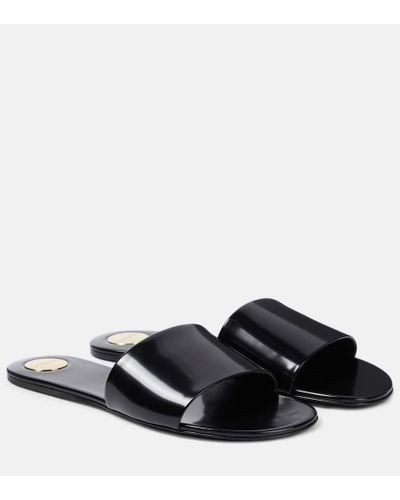 Saint Laurent Carlyle Leather Slides - Black