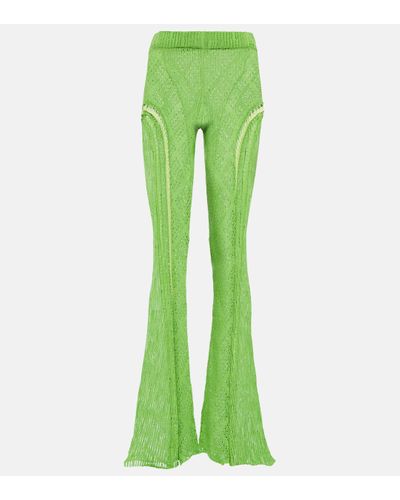 Roberta Einer Disco High-rise Flared Cotton Trousers - Green