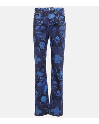 Etro Jean droit imprime a taille haute - Bleu