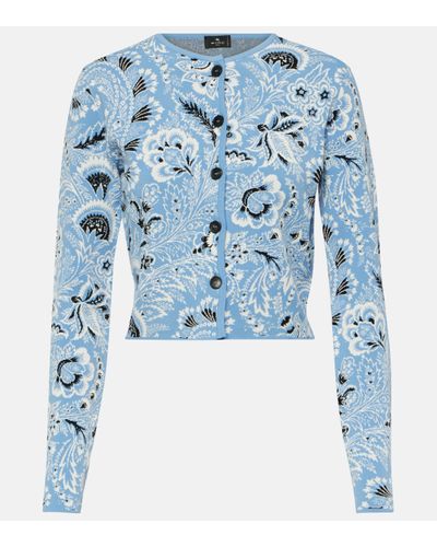 Etro Cardigan en jacquard a motif cachemire - Bleu