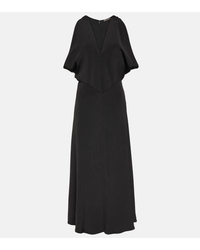 Loro Piana Flared Silk Maxi Dress - Black