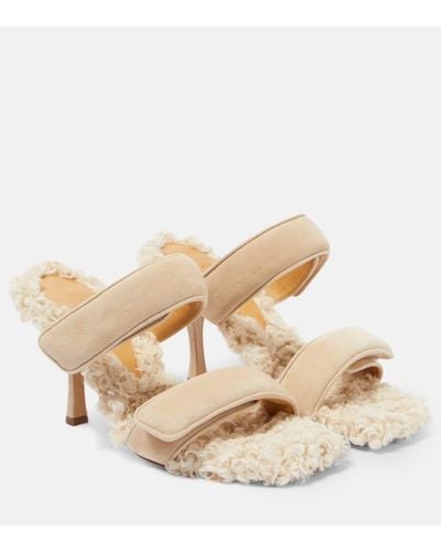 Gia Borghini Adele Suede And Shearling Sandals - Natural