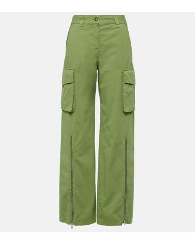 Stella McCartney Mid-rise Cotton Cargo Trousers - Green