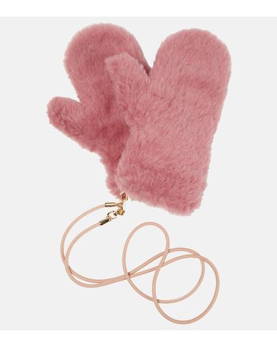 Max Mara Ombrato Teddy Mittens - Pink