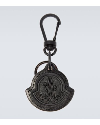 Moncler Logo Leather Keychain - Black