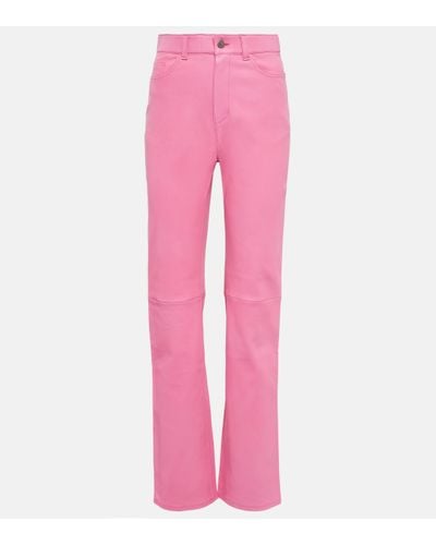Stouls Terry High-rise Straight Leather Trousers - Pink