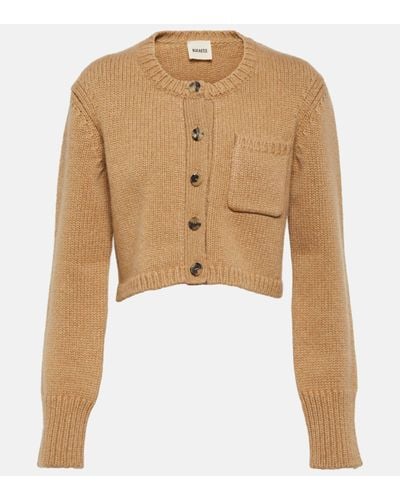 Khaite Lavan Cropped Cashmere Cardigan - Natural