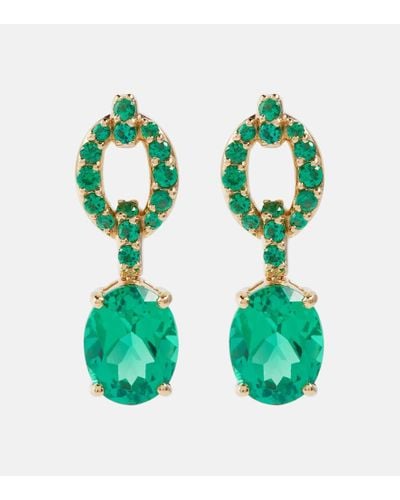 Nadine Aysoy Orecchini Catena Drop in oro 18kt con smeraldi - Verde