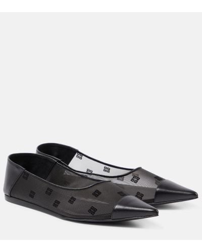 Givenchy 4g Leather-trimmed Mesh Ballet Flats - Brown