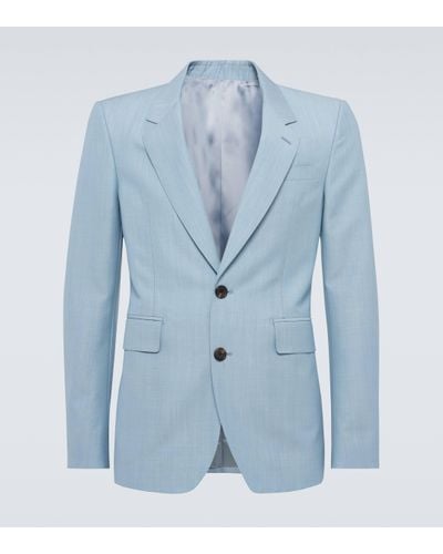 Alexander McQueen Wool And Mohair Suit Jacket - Blue