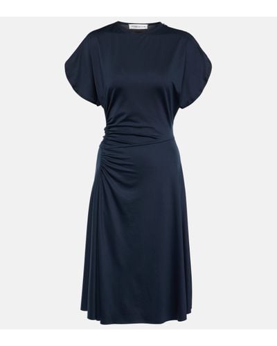 Victoria Beckham Gathered Midi Dress - Blue