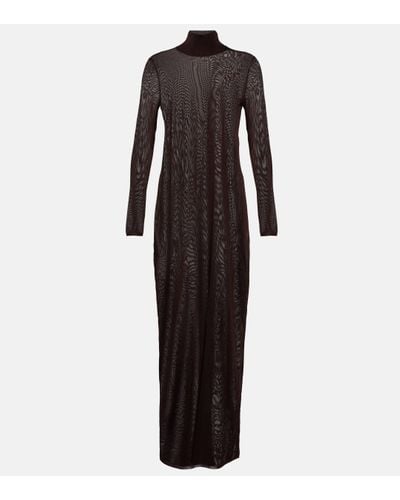 Alaïa High-neck Knit Maxi Dress - Black