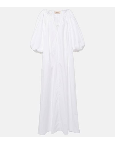 Adriana Degreas Puff-sleeve Cotton Maxi Dress - White