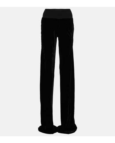 Rick Owens Wide-leg Velvet Trousers - Black