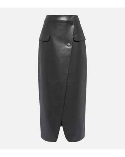 Frankie Shop Nan Asymmetric Faux Leather Maxi Skirt - Grey