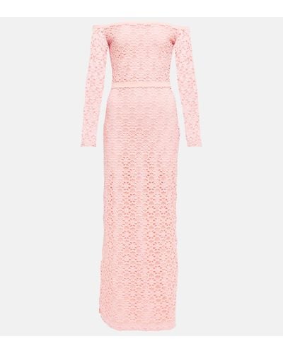 Giambattista Valli Off-shoulder Lace Midi Dress - Pink