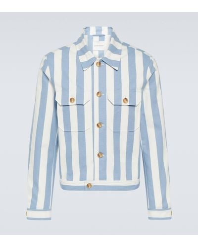 King & Tuckfield Striped Cotton Jacket - Blue