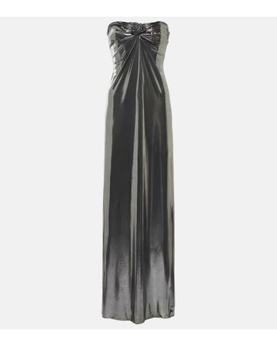 Magda Butrym Ruched Metallic Jersey Gown - Gray
