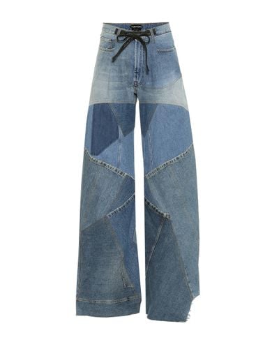 Tom Ford Patchwork High-rise Wide-leg Jeans - Blue