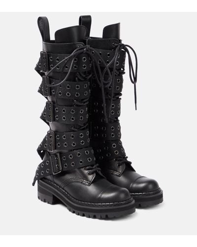 Junya Watanabe Embellished Leather Boots - Black