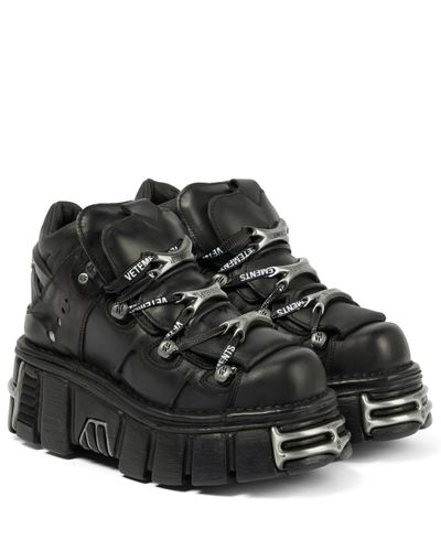 Vetements X New Rock Plateau-Sneakers aus Leder - Schwarz