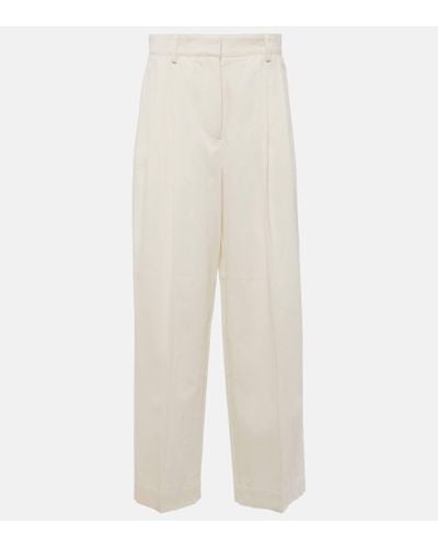 Totême High-rise Silk And Cotton Wide-leg Trousers - White