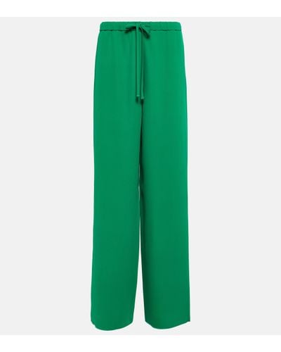 Valentino Pantalon ample a taille haute en soie - Vert