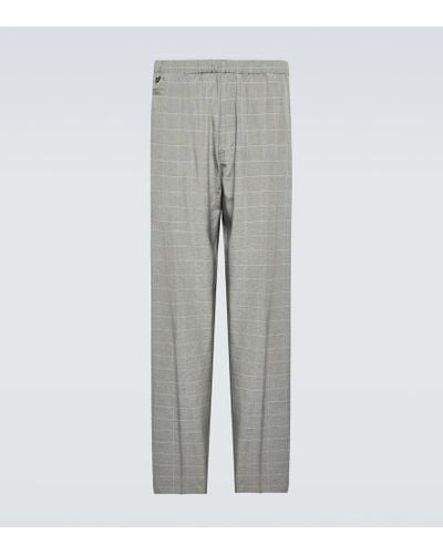 Undercover Checked Silk-blend Pants - Gray