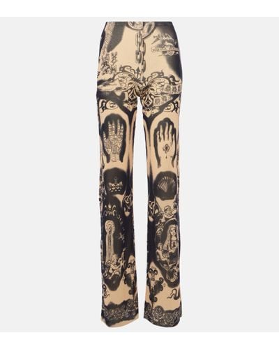 Jean Paul Gaultier Heraldique High-rise Straight Trousers - Natural